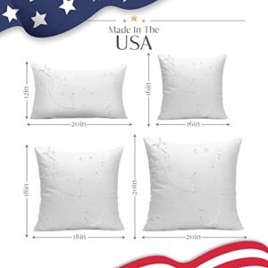 Ashler 18 x 18 Outdoor Pillow Inserts Set of 4 Water Resistant Throw Pillow Inserts Premium Hypoallergenic Pillow Insert for Patio, Bench, Garden, Indoor Outdoor Decorative Made in USA