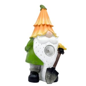 hymoconn outdoor garden statue gnome deco, resin garden statues scuptures with solar led lights, outside decorations for patio yard lawn porch, ornament gifts