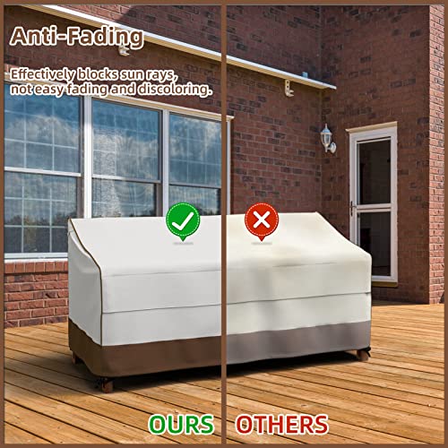 MR. COVER 3-Seater Outdoor Couch Cover Waterproof, 80-Inch Patio Furniture Covers for Sofa, Large Air Vents, UV-Resistant & Heavy Duty Material, Brown & Beige, Eosdios Series