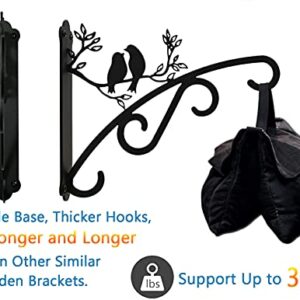 Heavy Duty Outdoor Hanging Plants Brackets, Plant Hangers with Wall Mounted Solid Steel Indoor Hooks, Support Up to 30 lbs for Basket Lantern/Light/Bird Feeder, Pack of 2 Garden Gifts Black (10 inch)