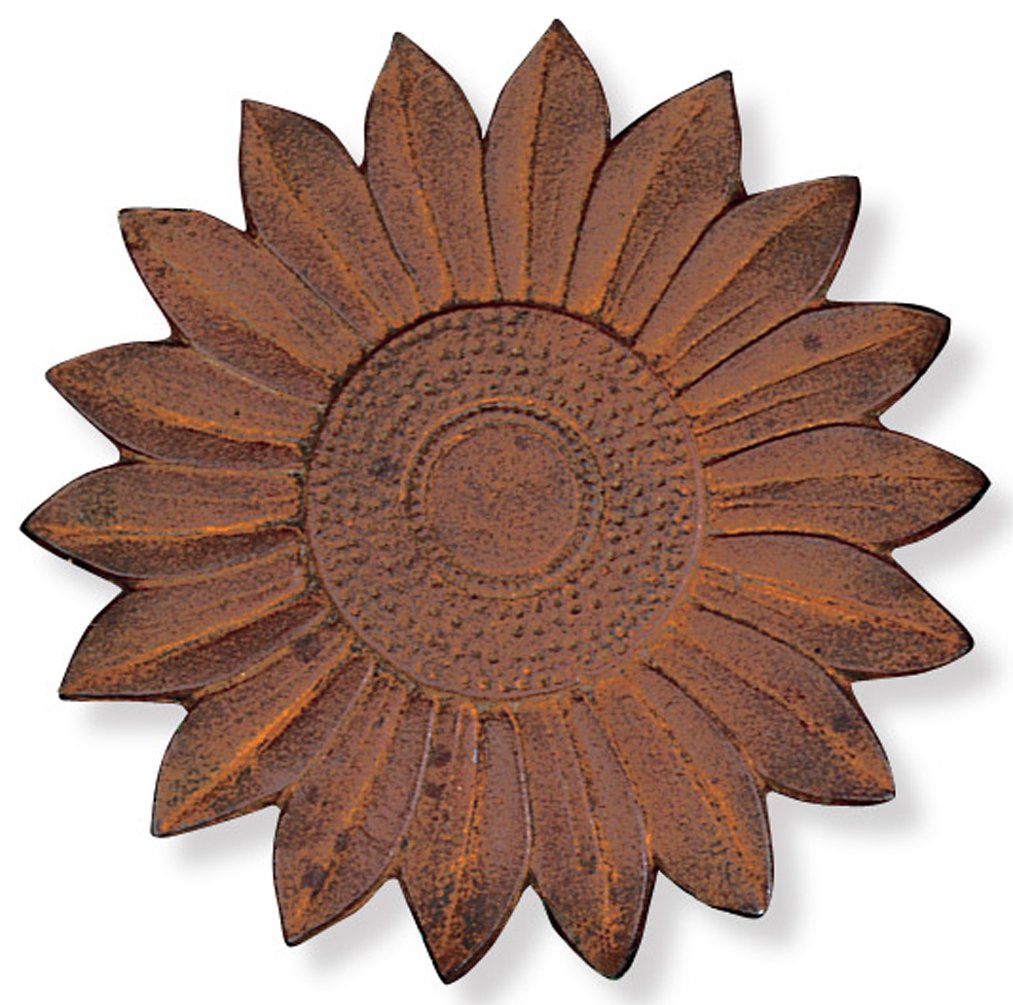 Sunset Vista Designs Cast Iron Sunflower Stepping Stone, 12-Inch Diameter