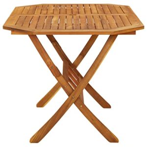 vidaXL Solid Acacia Wood Folding Patio Table Garden Outdoor Lawn Yard Terrace Balcony Backyard Wooden Dining Bistro Table Furniture