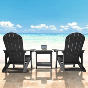 hOmeQomi Adirondack Chair, All Weather Resistant Plastic Chairs with Cup Holder, 5 Easy Steps to Install, Outdoor Chairs for Patio, Garden, Backyard Deck, Lawn, Fire Pit - Black