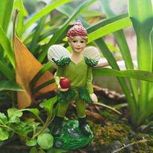 JIUMO Fairy Garden Fairies Outdoor Miniature Garden Fairy Set of 2 Boy Fairies Figurines Small Little Tiny Miniature Forest Fairies Ornaments Fairy Garden Accessories