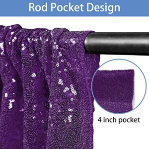 Hahuho Purple Sequin Backdrop Curtain, 2PCS 2FTx8FT Glitter Backdrop Curtain for Parties, Christmas, Wedding, Party Decoration（2 Panels, 2FT x 8FT, Purple