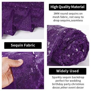 Hahuho Purple Sequin Backdrop Curtain, 2PCS 2FTx8FT Glitter Backdrop Curtain for Parties, Christmas, Wedding, Party Decoration（2 Panels, 2FT x 8FT, Purple