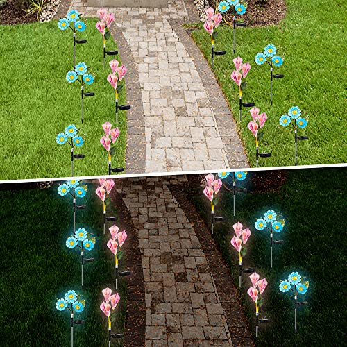 SPOPGUYS Solar Garden Lights,Solar Flower Lights for Yard Decorations,IP65 Waterproof,Bigger Solar Lights for Garden/Lawn/Patio/Yard/Walkway (2Pack)