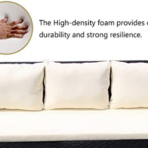 Hruile Waterproof Bench Cushion Chair Pad Seat Pad for Indoor Outdoor, Outdoor Seat Cushion Mat Settee Cushion for Garden Long Bench Patio Furniture Swing Chair,43x18x3in,Beige