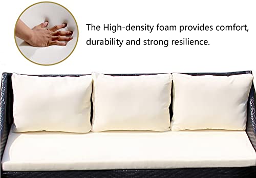 Hruile Waterproof Bench Cushion Chair Pad Seat Pad for Indoor Outdoor, Outdoor Seat Cushion Mat Settee Cushion for Garden Long Bench Patio Furniture Swing Chair,43x18x3in,Beige