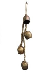 mango gifts rustic iron 4 vintage metal bells hanging windchime with rope relaxing tranquil wind chimes 45 cm length