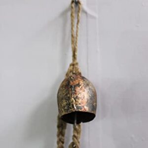 Mango Gifts Rustic Iron 4 Vintage Metal Bells Hanging Windchime with Rope Relaxing Tranquil Wind Chimes 45 cm Length