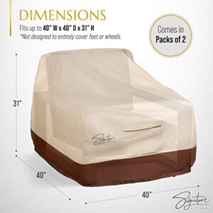 Signature Living Set of 2 Outdoor Waterproof Patio Chair Covers, Durable 600D UV-Coated Polyester Outdoor Chair Covers for All-Weather Protection (Tan, Large 40 Inch)