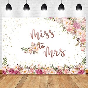Mocsicka Miss to Mrs Wedding Backdrop Rose Gold Floral Bridal Shower Background Bride to Be Engagement Party Cake Table Decoration Banner Photo Booth Props (7x5ft)