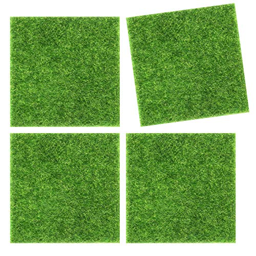 ELCOHO 12 Pieces Artificial Garden Grass Lawn Life-Like Fairy Artificial Grass Lawn Miniature Fairy Garden Ornament Dollhouse Decoration, 6 x 6 Inches