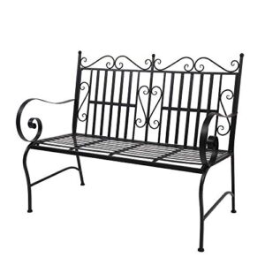 vingli patio steel garden bench with black finish, weather resistant patio metal bench for courtyards, lawns, balconies, pools and beaches