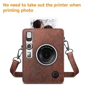 Fintie Protective Case for Fujifilm Instax Mini EVO Camera - Premium Vegan Leather Bag Cover with Removable Adjustable Strap, Vintage Brown