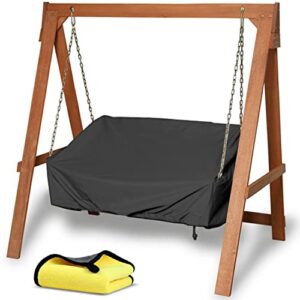 coboaqg porch swing cover waterproof,outdoor hanging swing cover 61”lx28”lx(35-28)”h for patio garden hanging swing chair 420d oxford fabric uv resistant weather protector (black)