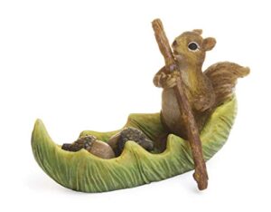 marshall home and garden acorn squirrel canoe leaf green 3 inch resin stone collectible figurine