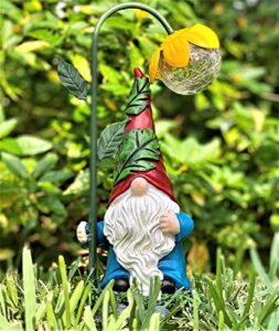 solar gnomes decor for outside | solar powered funny garden gnomes for yard patio lawn | male garden gnomes outdoor funny | solar garden gnome statues| figurines of gnomes decorations for yard funny
