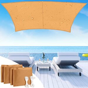 2 pack 12 x 16 ft waterproof rectangle sun shade sails patio awning 95% uv blockage for outdoor patio garden backyard lawn pergola and carport (beige)
