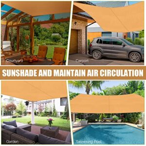 2 Pack 12 x 16 ft Waterproof Rectangle Sun Shade Sails Patio Awning 95% UV Blockage for Outdoor Patio Garden Backyard Lawn Pergola and Carport (Beige)