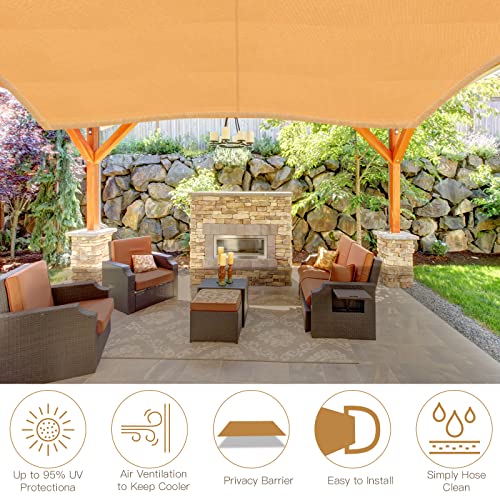 2 Pack 12 x 16 ft Waterproof Rectangle Sun Shade Sails Patio Awning 95% UV Blockage for Outdoor Patio Garden Backyard Lawn Pergola and Carport (Beige)