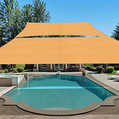 2 Pack 12 x 16 ft Waterproof Rectangle Sun Shade Sails Patio Awning 95% UV Blockage for Outdoor Patio Garden Backyard Lawn Pergola and Carport (Beige)