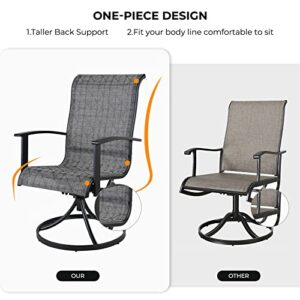 Grand patio Outdoor Swivel Rocking Patio Dining Chairs Set of 2, Outdoor Mesh Sling Swivel Rocker 2 Pieces Set for Lawn Garden Backyard Deck, Mixed Coffee