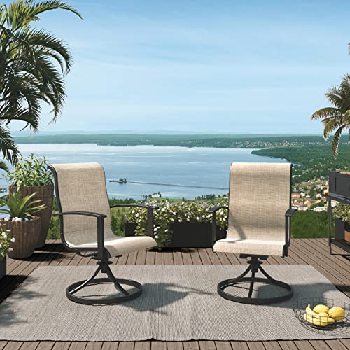 Grand patio Outdoor Swivel Rocking Patio Dining Chairs Set of 2, Outdoor Mesh Sling Swivel Rocker 2 Pieces Set for Lawn Garden Backyard Deck, Mixed Coffee