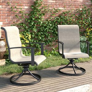 Grand patio Outdoor Swivel Rocking Patio Dining Chairs Set of 2, Outdoor Mesh Sling Swivel Rocker 2 Pieces Set for Lawn Garden Backyard Deck, Mixed Coffee