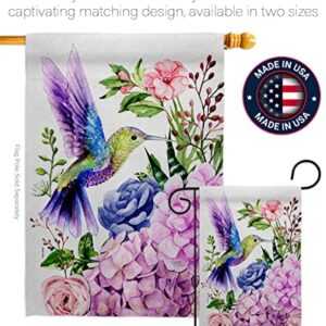 Breeze Decor Purple Hummingbird Garden Flag Friends Birds Flamingo Cardinal Peacock Springtime Natural Wildlife House Decoration Banner Small Yard Gift Double-Sided, Made in USA