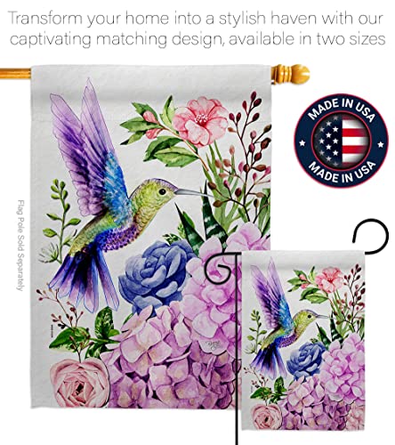 Breeze Decor Purple Hummingbird Garden Flag Friends Birds Flamingo Cardinal Peacock Springtime Natural Wildlife House Decoration Banner Small Yard Gift Double-Sided, Made in USA