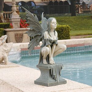 Design Toscano CL5047 Celtic Fairy's Perilous Perch Outdoor Garden Statue, Large, 19 Inch, Two Tone Stone