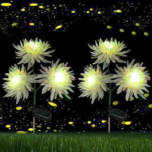solar flower decorative garden light, 2 pack solar chrysanthemum outdoor flower light, changing color lawn ornaments pathway light, yard art landscape light for backyard, patio, balcony. (white)