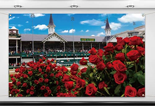 Kentucky Derby Photo Booth Backdrop Churchill Downs Horse Racing Rose Indoor Outdoor Party Photography Home Wall Background Decoration (5.9×3.6ft)