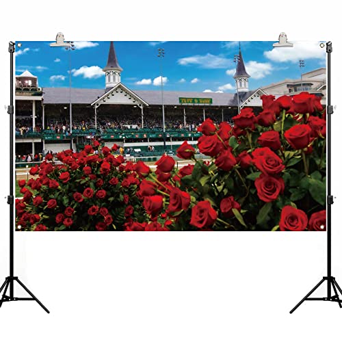 Kentucky Derby Photo Booth Backdrop Churchill Downs Horse Racing Rose Indoor Outdoor Party Photography Home Wall Background Decoration (5.9×3.6ft)