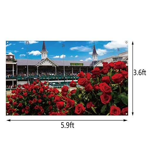 Kentucky Derby Photo Booth Backdrop Churchill Downs Horse Racing Rose Indoor Outdoor Party Photography Home Wall Background Decoration (5.9×3.6ft)