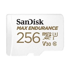 sandisk 256gb max endurance microsdxc card with adapter for home security cameras and dash cams – c10, u3, v30, 4k uhd, micro sd card – sdsqqvr-256g-gn6ia