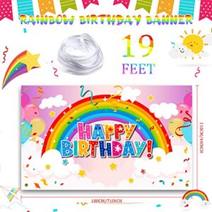 Rainbow Birthday Backdrops for Girls Rainbow Party Decorations Backdrop Banner Rainbow Birthday Decorations Rainbow Birthday Party Supplies for Girls and Kids, 71 x 44 Inch