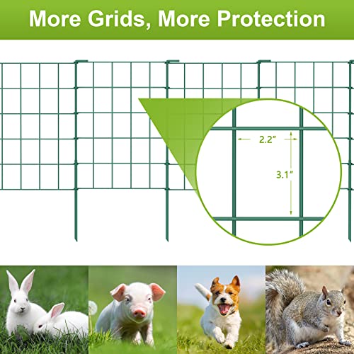 OUSHENG 20ft Green Garden Fence for Dog Pet, Easy Assembly Decorative Fencing Rustproof Metal Wire Panel Border for Outside, Small No Dig Animal Barrier for Yard Outdoor, Grids