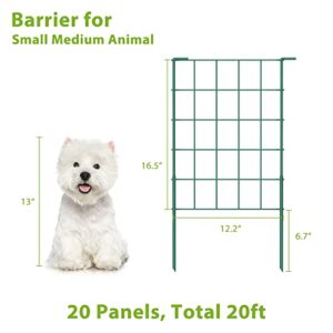 OUSHENG 20ft Green Garden Fence for Dog Pet, Easy Assembly Decorative Fencing Rustproof Metal Wire Panel Border for Outside, Small No Dig Animal Barrier for Yard Outdoor, Grids