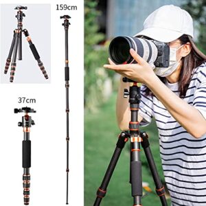 K&F Concept 60 inch Carbon Fiber Camera Tripod,Super Lightweight Compact Travel Tripod with 360 Degree Ball Head,Quick Release Plate,Detachable Monopod 8KG Load Capacity for SLR DSLR C225C0 (BA225)