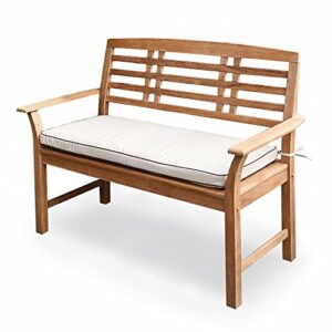 cambridge casual wood belize patio garden bench with taupe cushion, natural teak