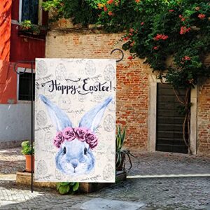 Spring Bunny Garden Flag 12x18 Inch Double Sided for Outside,Spring Yard Flag with Easter Eggs Rabbits,Easter House Flag for Holiday Yard Outdoor Easter Decoration