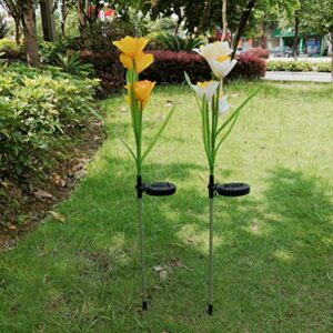 Mobestech Solar Garden Stake Light Waterproof Solar Daffodil Flower Light Solar Path Light for Garden, 1Pcs, 1PCS Yellow & White