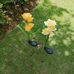 Mobestech Solar Garden Stake Light Waterproof Solar Daffodil Flower Light Solar Path Light for Garden, 1Pcs, 1PCS Yellow & White