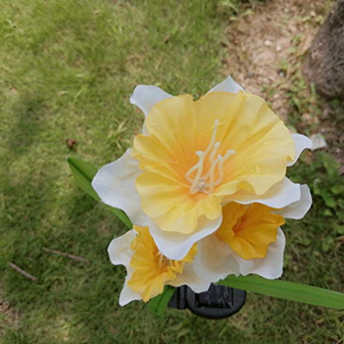 Mobestech Solar Garden Stake Light Waterproof Solar Daffodil Flower Light Solar Path Light for Garden, 1Pcs, 1PCS Yellow & White