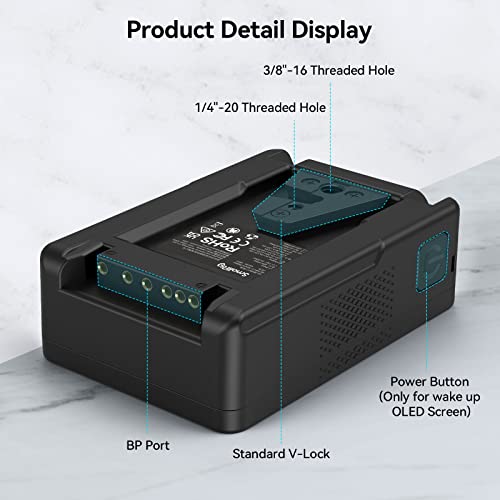 SmallRig VB50 V Mount Battery, 50Wh 14.8V 3400mAh Supports PD USB-C 45W Fast Charger with D-TAP, USB-A, USB-C, Dual DC Ports, V-Mount Battery for Camera, Camcorder, Monitor, mini V Lock Battery - 3579