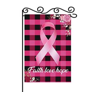 mefeng faith love hope garden flag-breast cancer awareness garden flag-pink ribbon front yard outdoor decoration-double sided yard flags decoration-welcome home flags, green