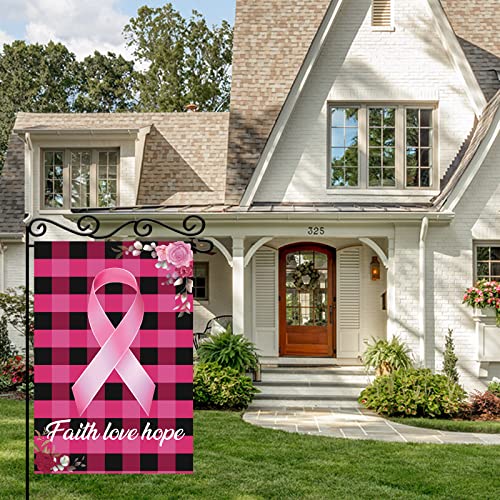 MEFENG Faith Love Hope Garden Flag-Breast cancer Awareness Garden Flag-Pink Ribbon Front Yard Outdoor Decoration-Double Sided Yard Flags Decoration-Welcome Home Flags, Green